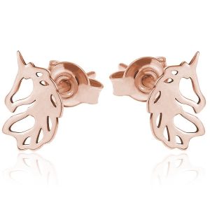 Nowość. srebrne kolczyki jednorożce rose gold w super cenie