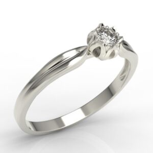 Nowość. pierścionek konwalia z brylantem w białym złocie w super cenie