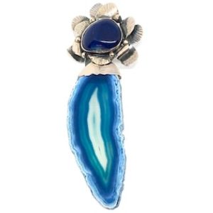 Nowość. wisior niebieski kwiat z agatem w super cenie