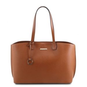 Nowość: duża torba skórzana tuscany leather cognac w super cenie