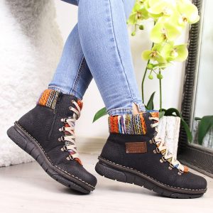 Nowość. ciepłe czarne botki rieker 73343-00 w super cenie