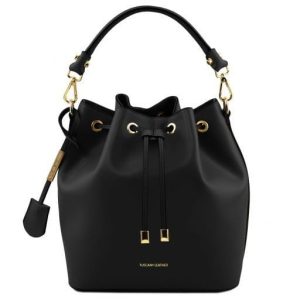 Nowość. czarna torebka secchiello tuscany leather vittoria w super cenie