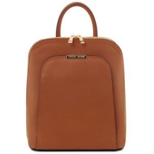 Nowość. skórzany plecak saffiano tuscany leather cognac w super cenie
