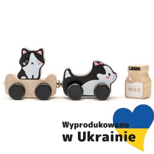 Nowość. drewniany pociąg magnetyczny mądry kotek w super cenie