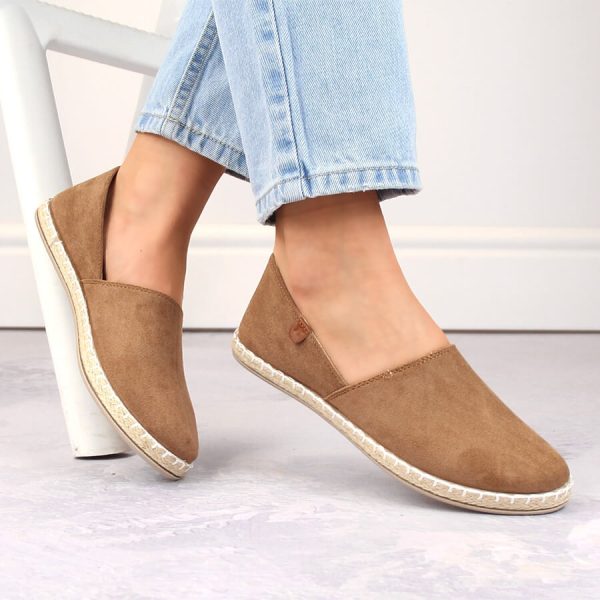 Espadryle damskie zamszowe z wycięciami taupe News 24TX02-2416