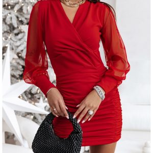 Nowość. czerwona mini sukienka colina z tiulem w super cenie