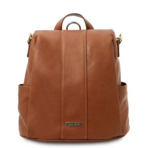 Nowość. plecak skórzany tuscany leather cognac tl142138 w super cenie