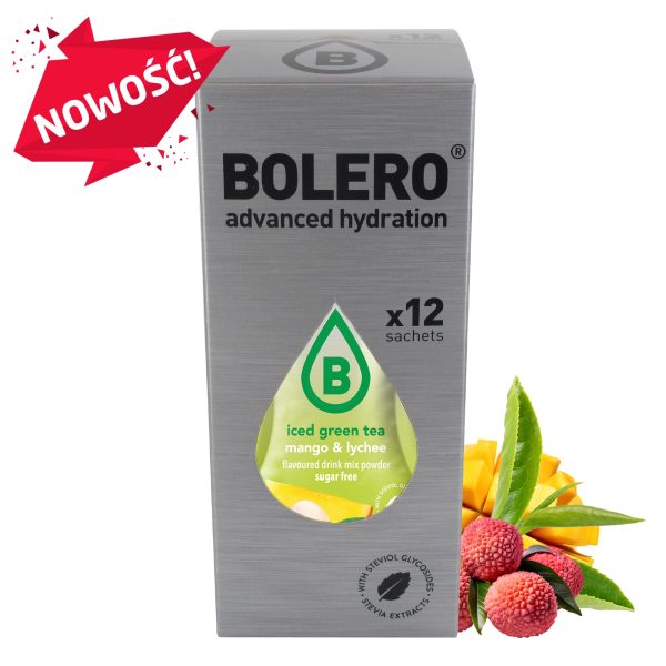 Bolero 8g 12szt Iced Green Tea Mango & Lychee (Zielona herbata mrożona o smaku mango i liczi) ze stewią