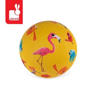 Nowość. Żółta piłka gumowa z ptaszkami Janod w super cenie
