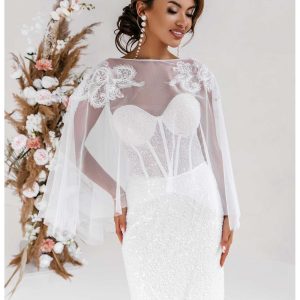 Nowość. Biała etola tiulowa ślubna w super cenie