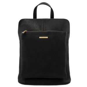 Tuscany leather czarny plecak ze skóry z zamkiem – nowość w super cenie