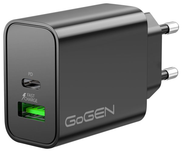 Ładowarka sieciowa 1xUSB-C 1x USB 30W GoGEN ACHPD230B czarna