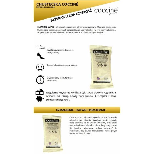 Chusteczki czyszczące do butów 15 szt. Coccine Cleaning Wipes