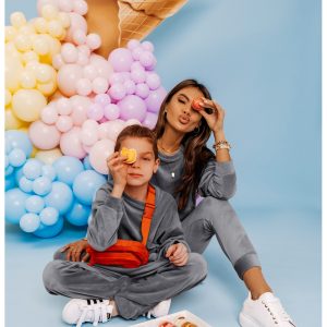 Nowość. szary welurowy dres diego dla dzieci w super cenie