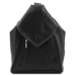 Nowość. Skórzany plecak Tuscany Leather Delhi czarny – super cena