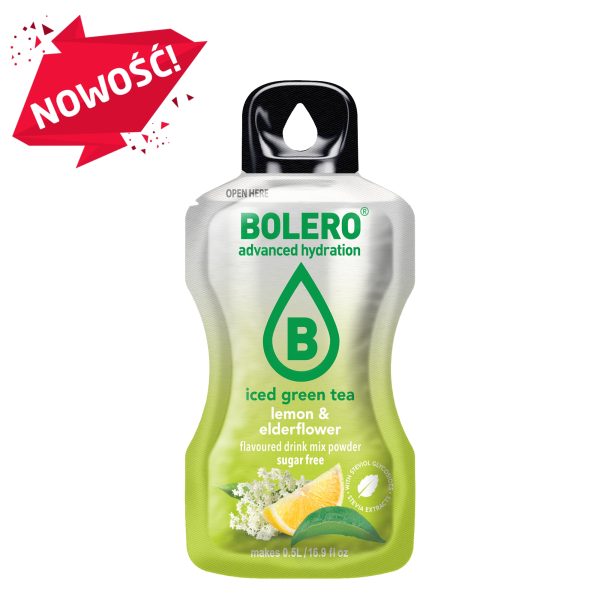 Bolero 3g Iced Green Tea Lemon & Elderflower (Zielona herbata mrożona o smaku cytryny i kwiatu czarnego bzu) ze stewią
