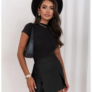 Nowość. czarne spódnico-spodenki z rozporkami samantha w super cenie