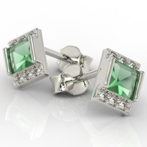 Kolczyki z białego złota ze szmaragdami i diamentami LP-46B