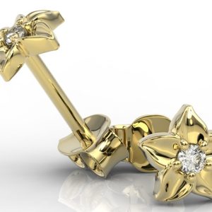 Kolczyki w formie kwiatu z żółtego złota i z cyrkoniami BPK-15Z-C