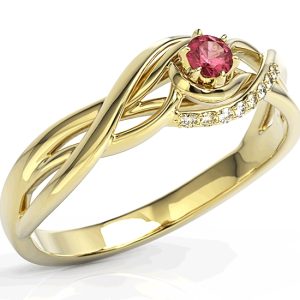 Pierścionek z żółtego złota z rubinem i brylantami BP-71Z-RUB/D