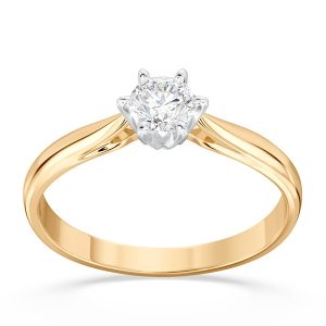 Pierścionek z brylantem certyfikowanym 0,30ct F/VVS1 z żółtego i białego złota AP-6630ZB