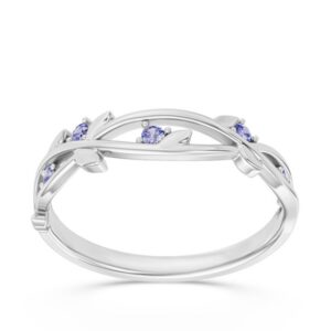 Pierścionek z białego złota z tanzanitami CP-61B