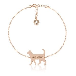 Srebrna bransoletka - Kot - Grawer! rose gold