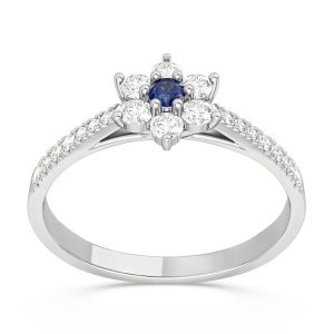 Pierścionek markiza z białego złota z szafirem i diamentami CP-64B-SZA/D