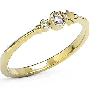 Pierścionek z żółtego złota z cyrkoniami Swarovski Lawenda BP-6709Z-C/LAV
