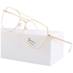 Złote Pilotki okulary zerówki z filtrem Blue Light do komputera 25104F