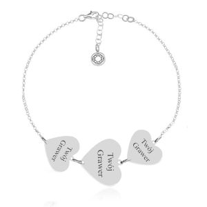 Srebrna bransoletka Izabella z Serduszkami