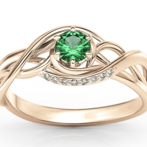 Pierścionek z różowego złota ze szmaragdem i brylantami BP-7130P