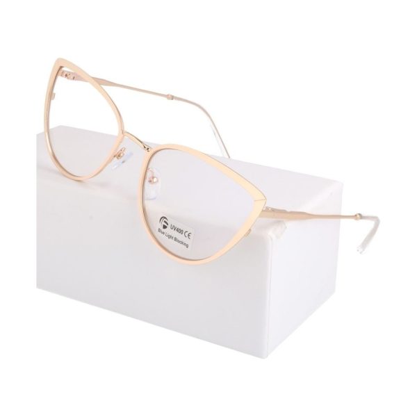 Złote okulary kocie do komputera damskie z filtrem BLUE Light zerówki 2583-6
