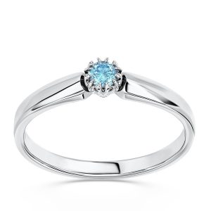 Pierścionek zaręczynowy z białego złota z topazem BP-2110B