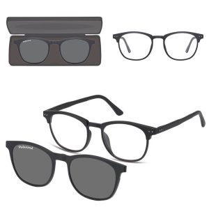 Okulary pod korekcję z polaryzacyjną nakładką przeciwsłoneczną na magnes CLIP-M-TRC297-1 czarny