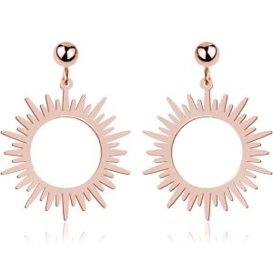 Srebrne kolczyki Salina - Słońce - sztyfty II - rose gold