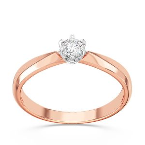 Pierścionek zaręczynowy z białego i różowego złota z brylantem, model AP-3616PB