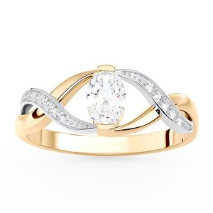 Pierścionek z żółtego i białego złota z szafirem white i brylantami AP-69ZB