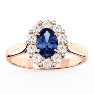 Pierścionek zaręczynowy z szafirem i diamentami BP-57P