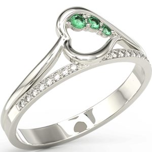 Pierścionek z białego złota ze szmaragdami i brylantami BP-83B