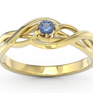Pierścionek z żółtego złota z szafirem BP-72Z-SZA