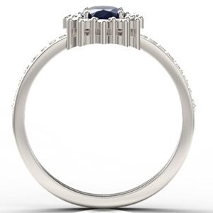 Pierścionek z białego złota z szafirem i diamentami LP-55B