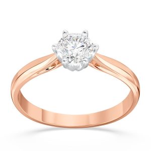 Pierścionek z brylantem certyfikowanym 0,50ct G/Si1 z różowego i białego złota AP-6650PB