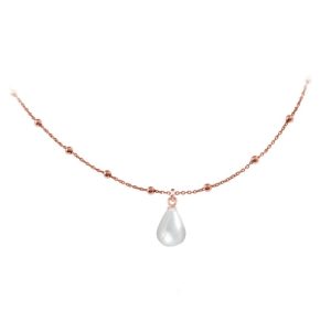 Naszyjnik Madison - łańcuszek kulki i perła naturalna - rose gold