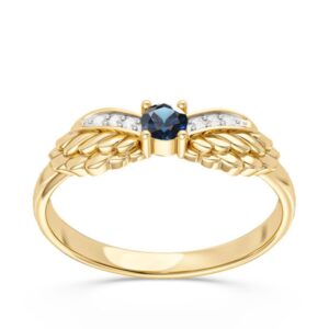 Pierścionek z żółtego złota z topazem London Blue i brylantami CP-62Z