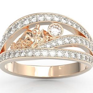 Pierścionek biegaczka, z różowego złota z brylantami BP-94P-R