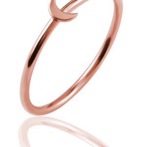 Pierścionek srebrny Księżyc - rose gold