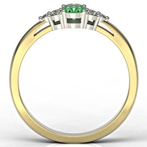 Pierścionek z żółtego i białego złota ze szmaragdem i diamentami LP-88ZB