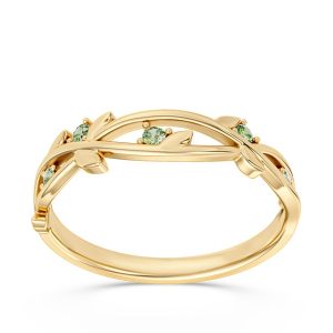 Pierścionek z żółtego złota z oliwinami CP-61Z