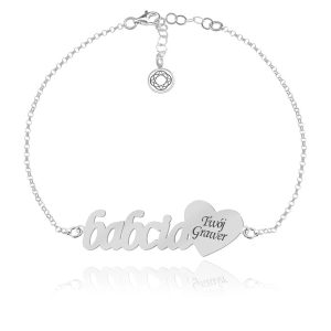 Srebrna bransoletka - Babcia - Grawer!